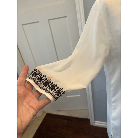 Antonio Melani Sheer Tunic Top/Beach Cover-Up Black Embroidery Size Small READ** - Picture 4 of 9